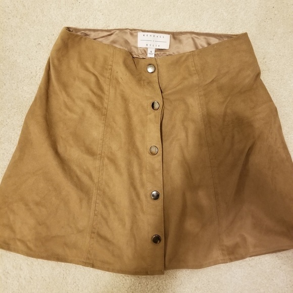 Taupe Faux Button Down Skirt - Picture 2 of 2